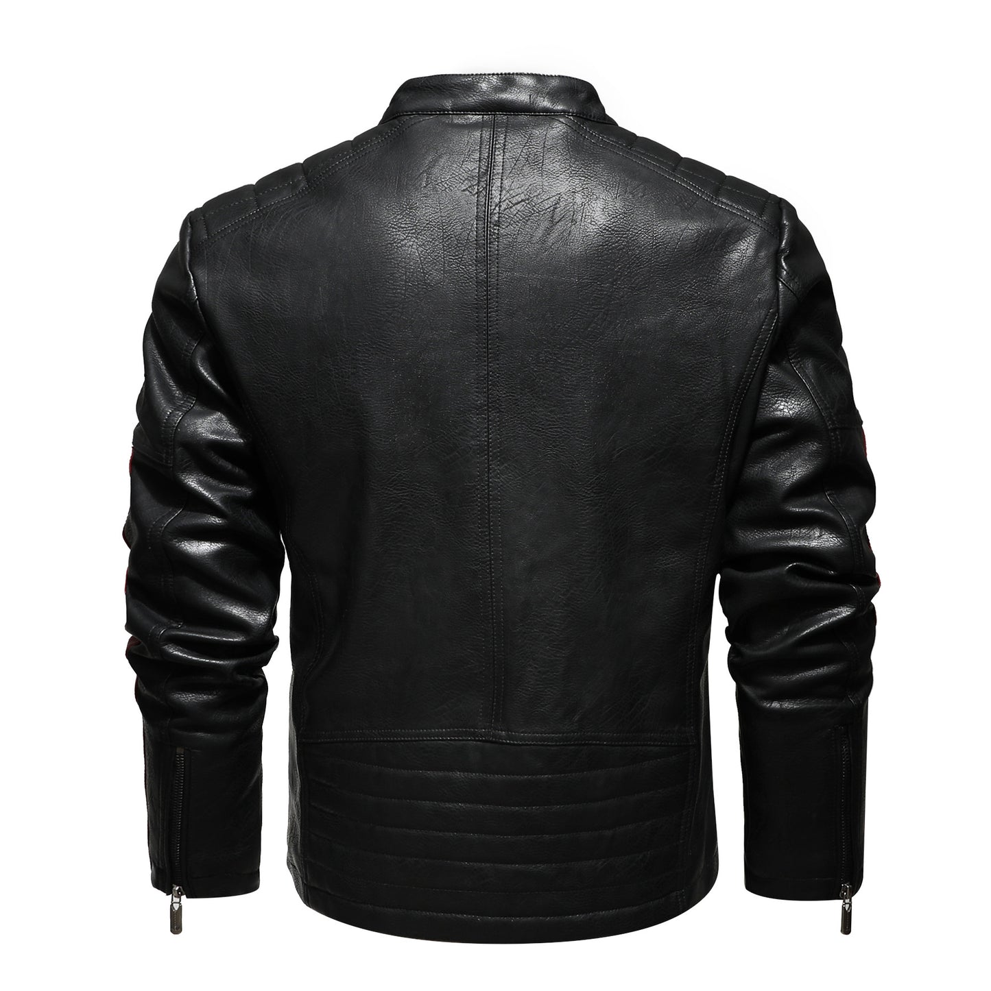 Men's Motorcycle Leather Jacket - PU Leather with Cotton Lining Rock Style