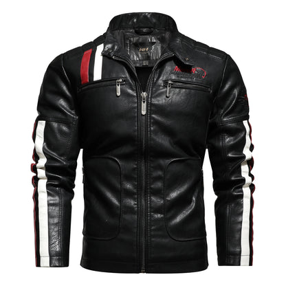 Men's Motorcycle Leather Jacket - PU Leather with Cotton Lining Rock Style