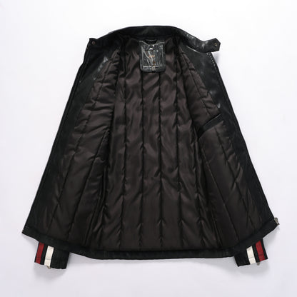 Men's Motorcycle Leather Jacket - PU Leather with Cotton Lining Rock Style