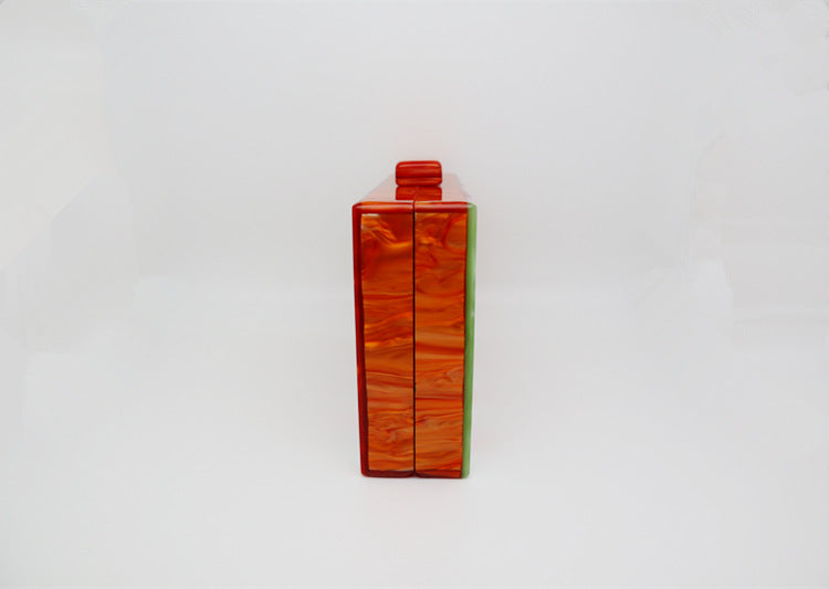 Candy Color Striped Acrylic Dinner Bag - Pearlescent Vertical Stitching Clutch Handbag