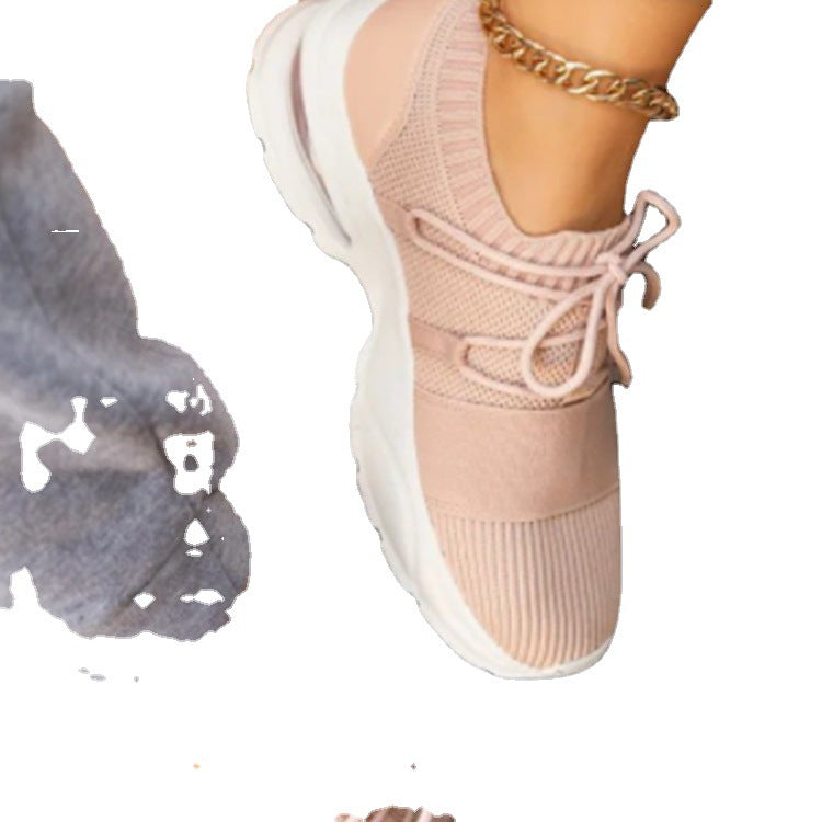 Women's Mesh Cross-Strap Flat Sneaker | Breathable Lightweight Sports Shoe