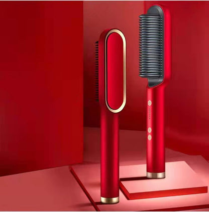 2-in-1 Hair Straightener & Curling Comb | Tourmaline Ceramic | Negative Ion Electric Hair Brush