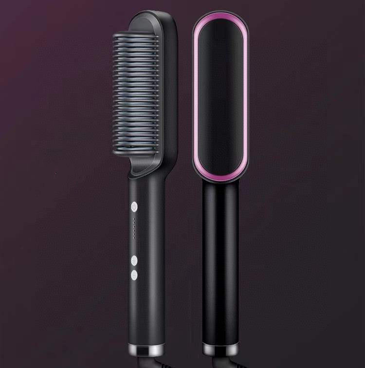 2-in-1 Hair Straightener & Curling Comb | Tourmaline Ceramic | Negative Ion Electric Hair Brush