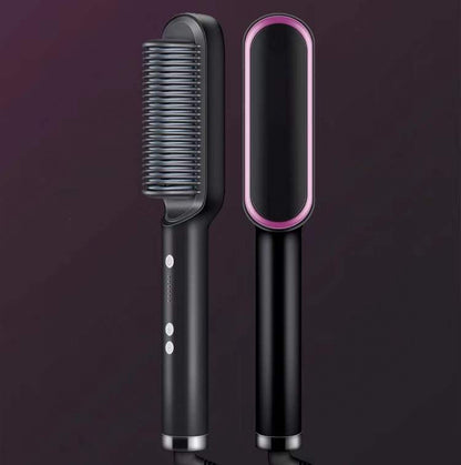 2-in-1 Hair Straightener & Curling Comb | Tourmaline Ceramic | Negative Ion Electric Hair Brush