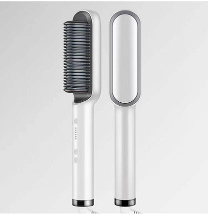 2-in-1 Hair Straightener & Curling Comb | Tourmaline Ceramic | Negative Ion Electric Hair Brush