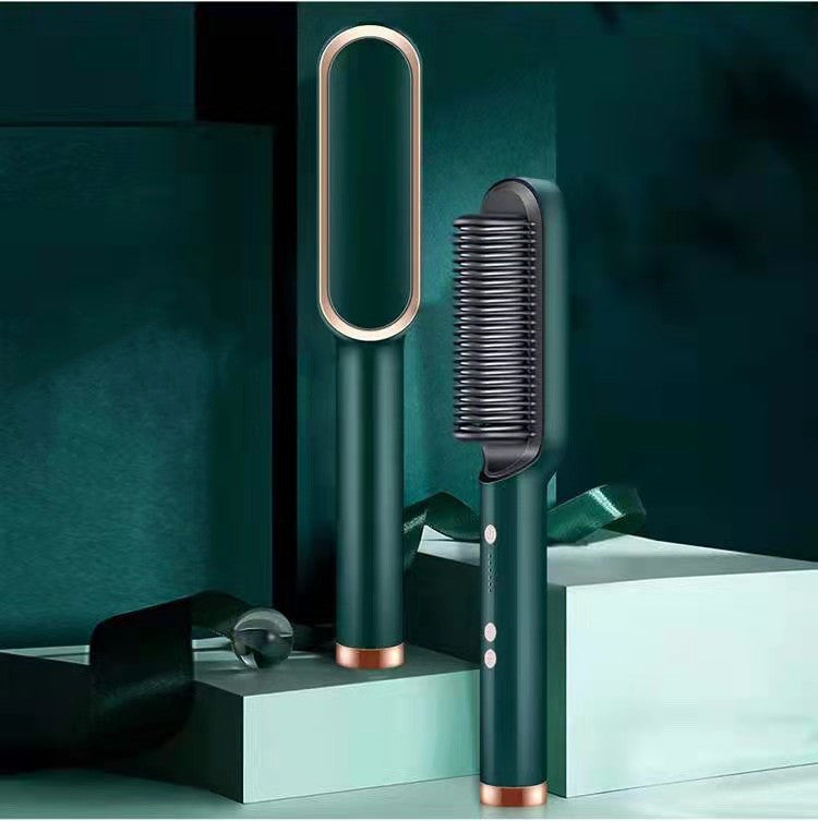 2-in-1 Hair Straightener & Curling Comb | Tourmaline Ceramic | Negative Ion Electric Hair Brush