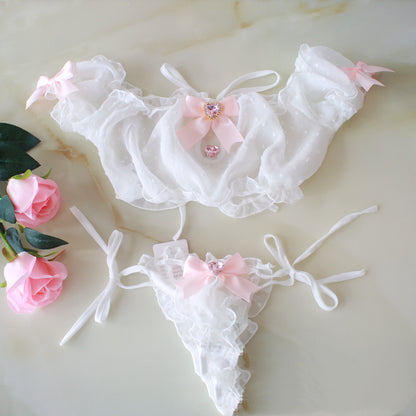 Women's Sheer Chiffon Lingerie Set - Delicate Mesh Intimate Apparel