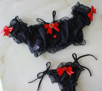 Women's Sheer Chiffon Lingerie Set - Delicate Mesh Intimate Apparel