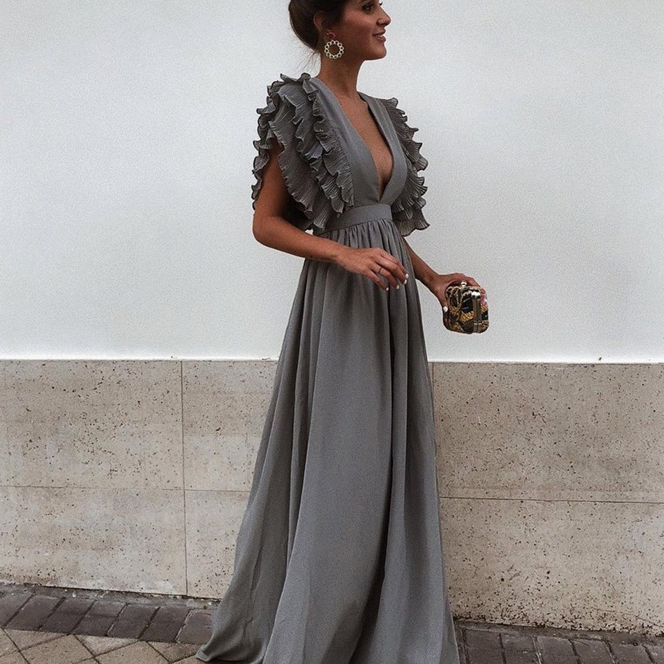 Women's Plus Size Maxi Dress - Long Party Gown with Stitching Detail