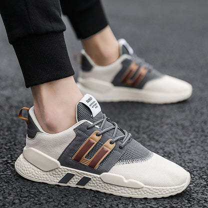 Flying Woven Mesh Sneakers | Pigskin & Rubber Sole | Lace-Up Low Heel | Sizes 39–44 | Grey, Black, Army Green
