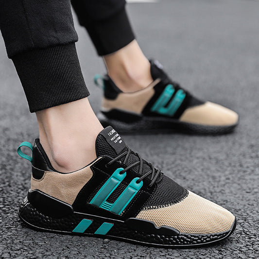 Flying Woven Mesh Sneakers | Pigskin & Rubber Sole | Lace-Up Low Heel | Sizes 39–44 | Grey, Black, Army Green