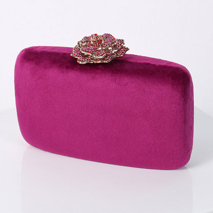 Diamond Embellished Evening Clutch - PU Leather Chain Shoulder Bag