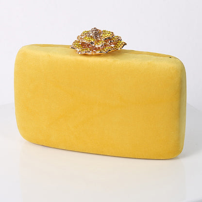 Diamond Embellished Evening Clutch - PU Leather Chain Shoulder Bag