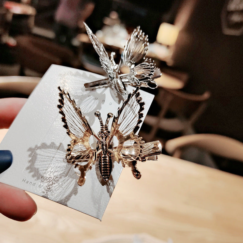 Moving Butterfly Hairpin Headdress - Alloy with White Crystal Electroplating