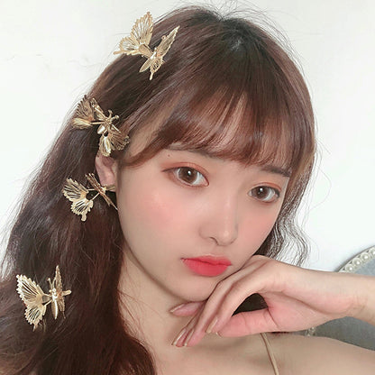 Moving Butterfly Hairpin Headdress - Alloy with White Crystal Electroplating
