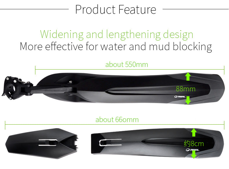 Mountain Bike Mudguard Set - Front and Rear Fenders for 24-29 Inch Bikes