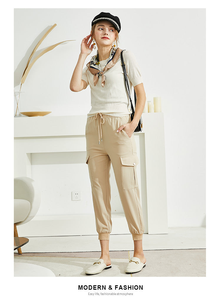 Spring Harem Overalls - Natural Waist Casual Jumpsuit Pants in Beige
