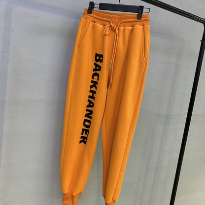 Women's Letter Print Casual Pants with Drawstring