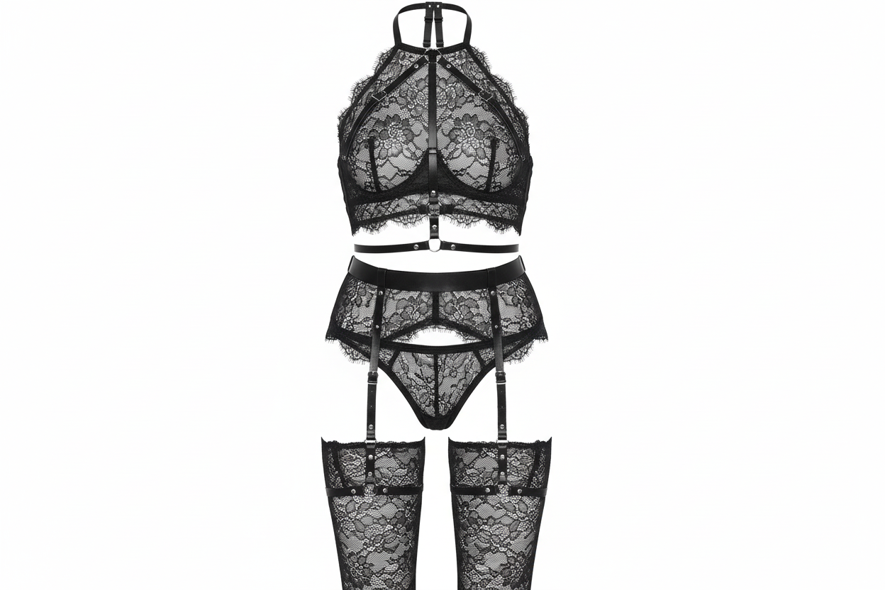 Women's Adjustable Leather Chest Harness - Gothic Body Accessory