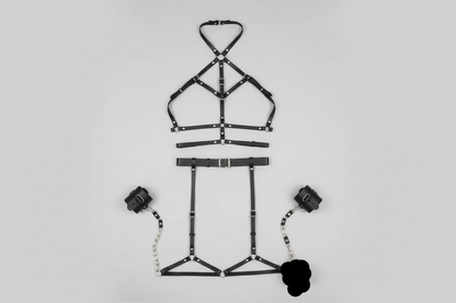 Women's Adjustable Leather Chest Harness - Gothic Body Accessory