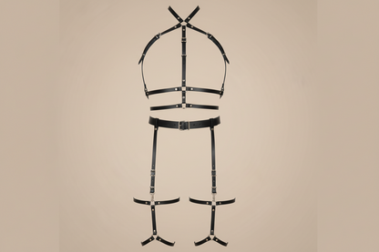 Women's Adjustable Leather Chest Harness - Gothic Body Accessory