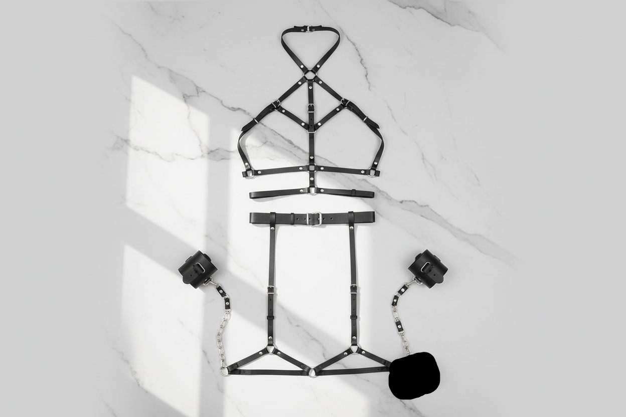 Women's Adjustable Leather Chest Harness - Gothic Body Accessory