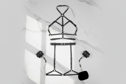 Women's Adjustable Leather Chest Harness - Gothic Body Accessory