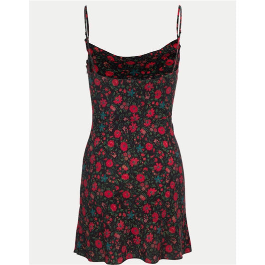 Luxe Silk Floral Swing Dress - Halter Sleeveless Mini Dress