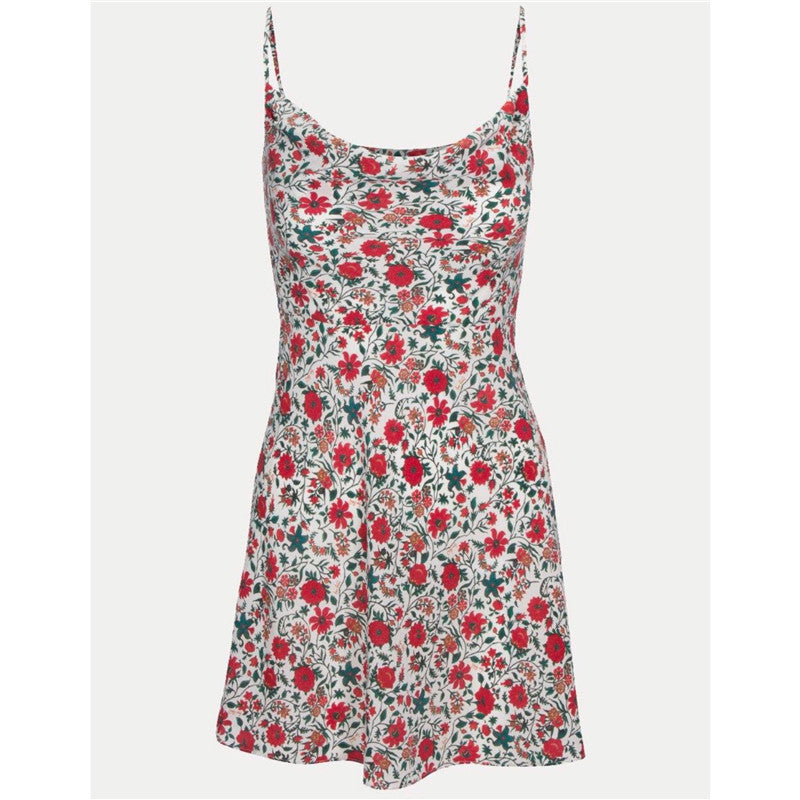 Luxe Silk Floral Swing Dress - Halter Sleeveless Mini Dress