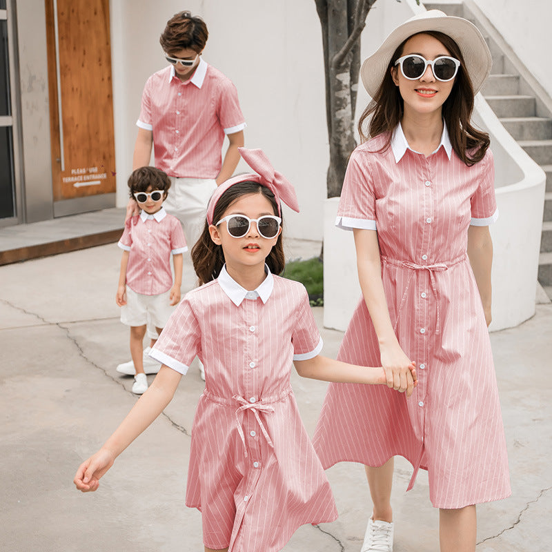 Family Matching Striped Shirts - Mommy and Me Outfits for Mom Dad Kids