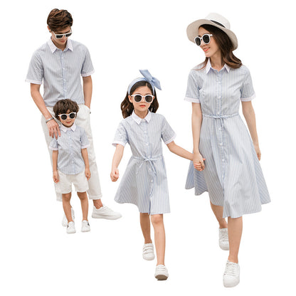 Family Matching Striped Shirts - Mommy and Me Outfits for Mom Dad Kids