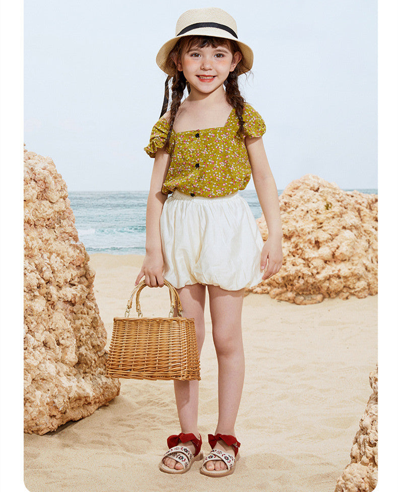 Girls Soft-Sole Shoes with Bow - Breathable Microfiber Velcro Flats