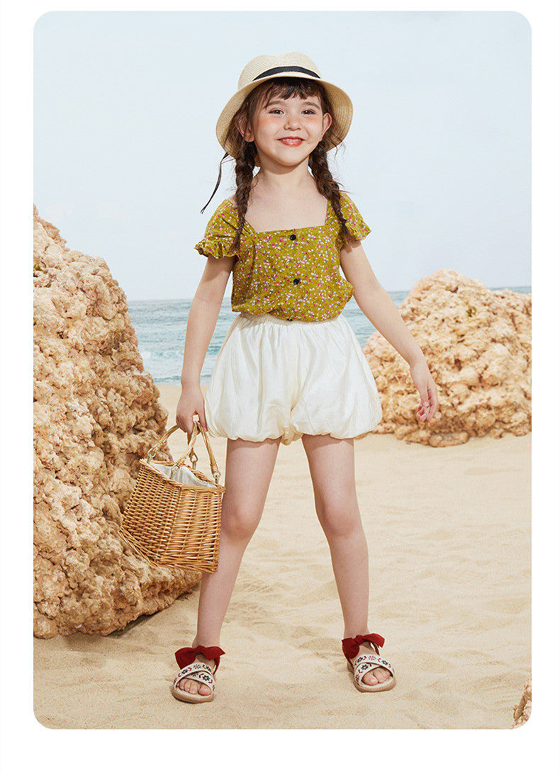 Girls Soft-Sole Shoes with Bow - Breathable Microfiber Velcro Flats