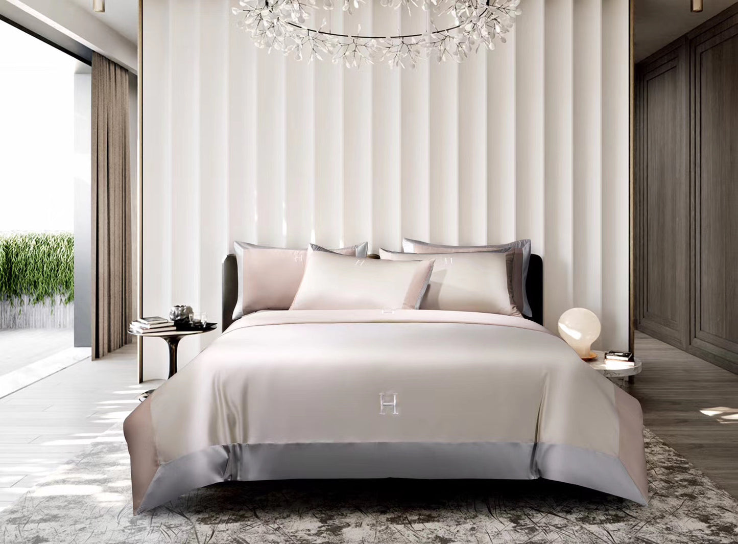 Long-Staple Cotton Embroidered Bedding Set - 4 Piece Luxury Duvet Cover Collection