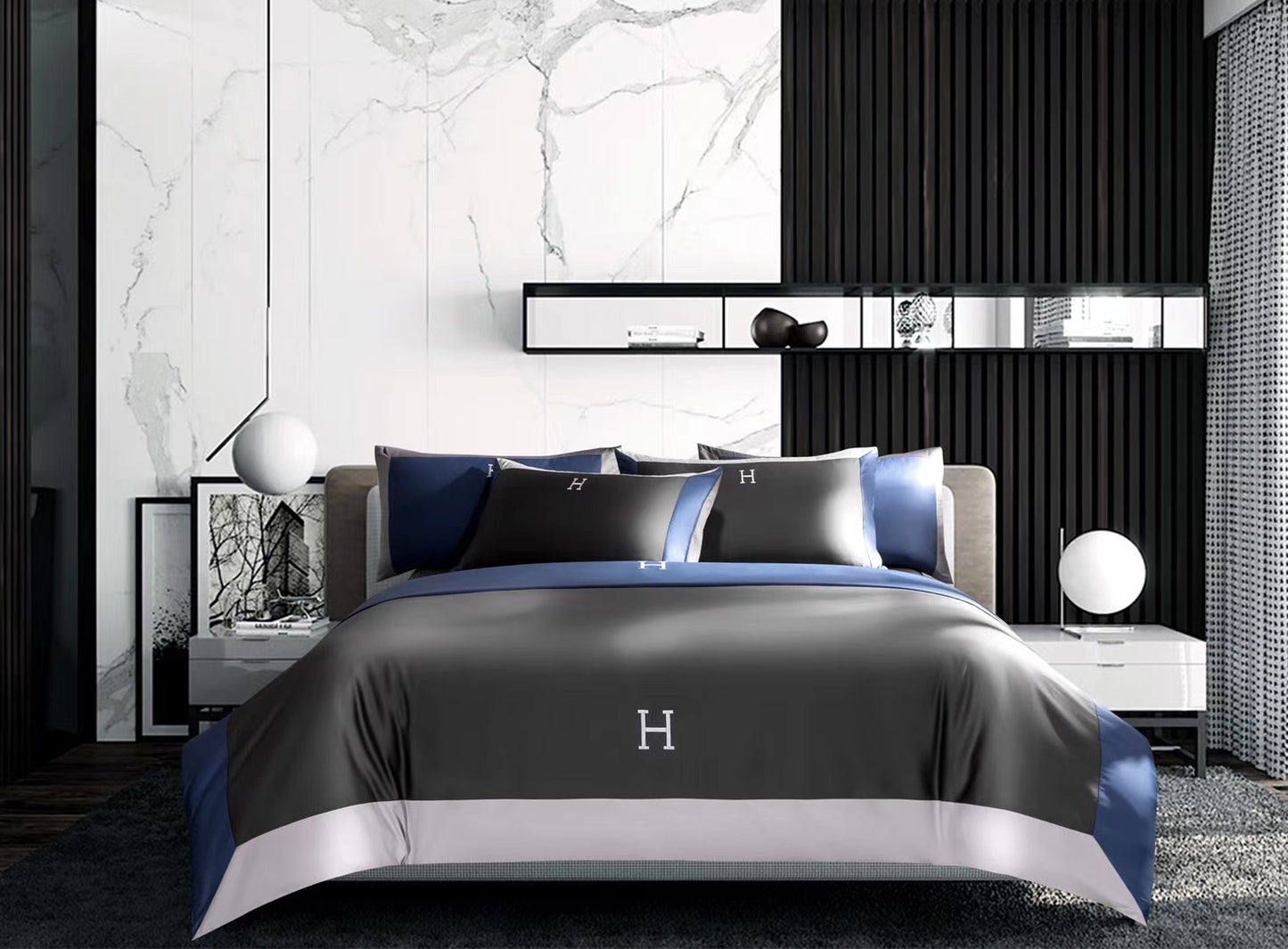 Long-Staple Cotton Embroidered Bedding Set - 4 Piece Luxury Duvet Cover Collection