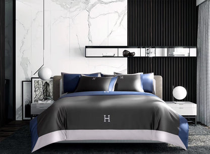 Long-Staple Cotton Embroidered Bedding Set - 4 Piece Luxury Duvet Cover Collection