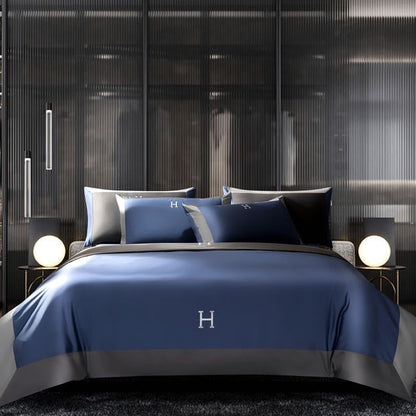 Long-Staple Cotton Embroidered Bedding Set - 4 Piece Luxury Duvet Cover Collection