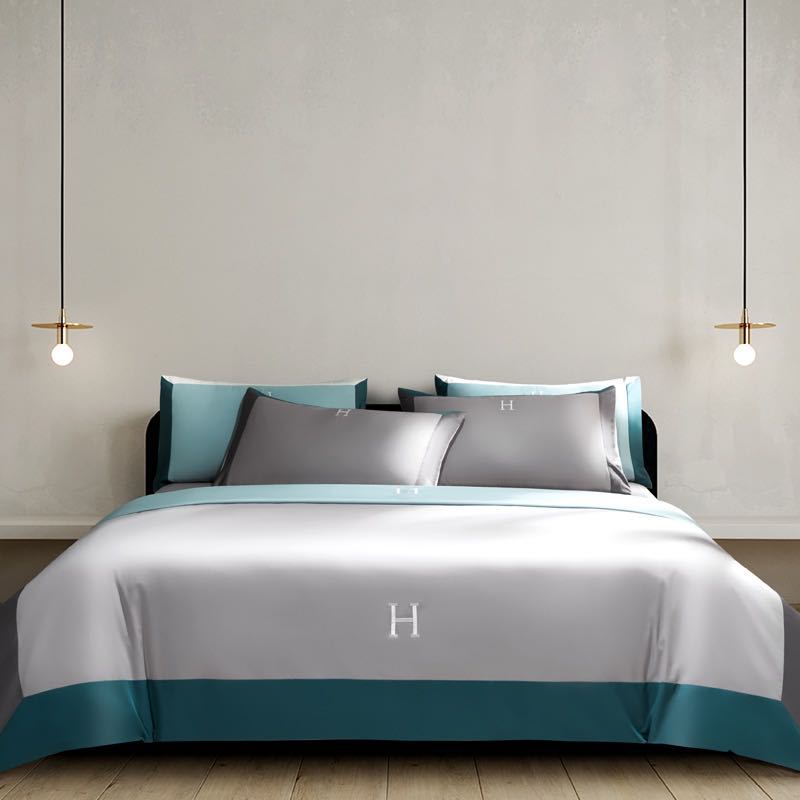 Long-Staple Cotton Embroidered Bedding Set - 4 Piece Luxury Duvet Cover Collection