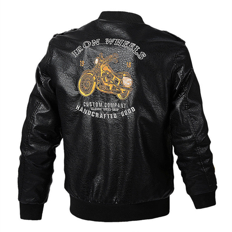 Plush Thick Leather Men's Jacket - PU Leather with Velvet Lining