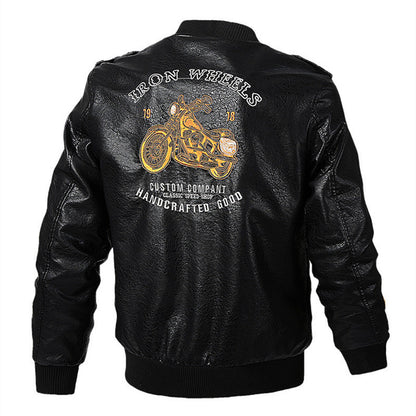Plush Thick Leather Men's Jacket - PU Leather with Velvet Lining