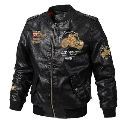 Plush Thick Leather Men's Jacket - PU Leather with Velvet Lining