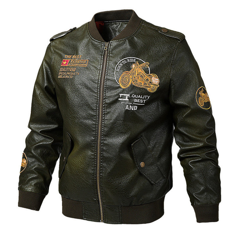 Plush Thick Leather Men's Jacket - PU Leather with Velvet Lining