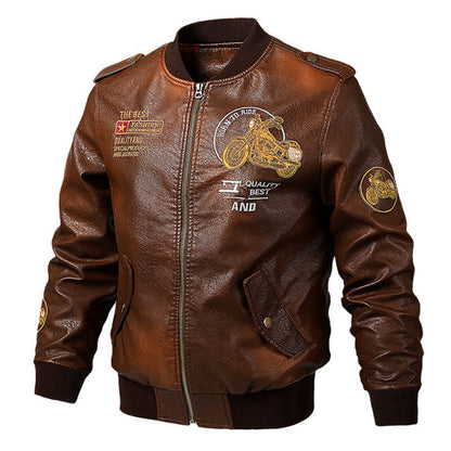 Plush Thick Leather Men's Jacket - PU Leather with Velvet Lining