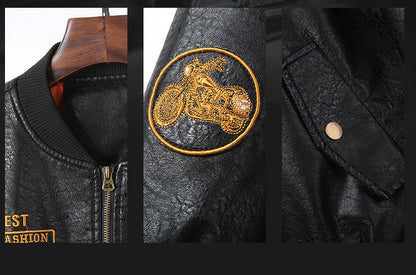 Plush Thick Leather Men's Jacket - PU Leather with Velvet Lining