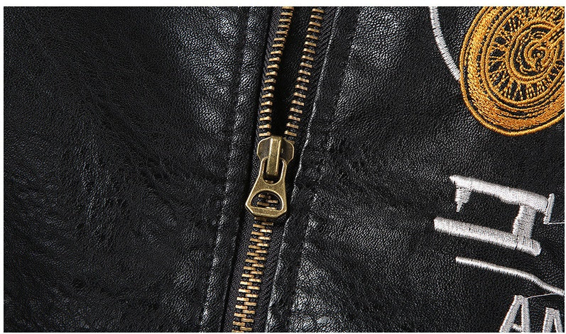 Plush Thick Leather Men's Jacket - PU Leather with Velvet Lining