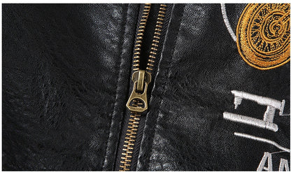 Plush Thick Leather Men's Jacket - PU Leather with Velvet Lining