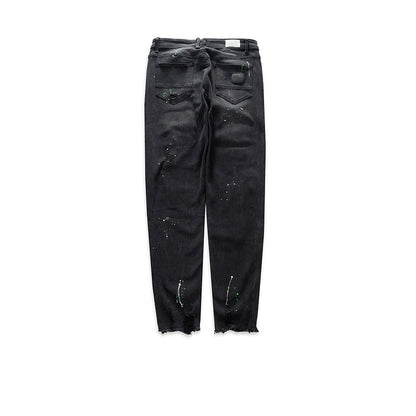 Slim-Fit Distressed Denim Jeans - Unisex Straight Leg