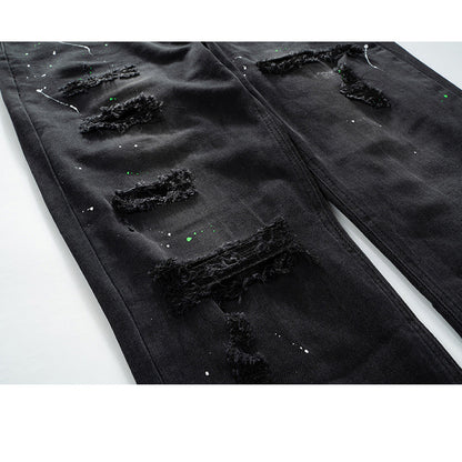 Slim-Fit Distressed Denim Jeans - Unisex Straight Leg