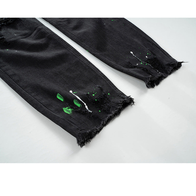 Slim-Fit Distressed Denim Jeans - Unisex Straight Leg