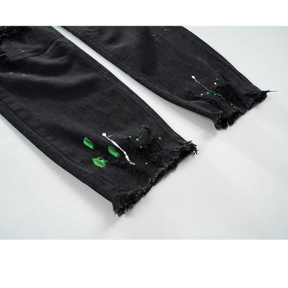 Slim-Fit Distressed Denim Jeans - Unisex Straight Leg